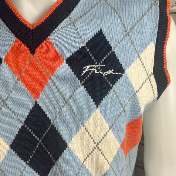 FUBU Vintage Argyle Knit V-Neck Sweater Vest - Picture 3 of 8